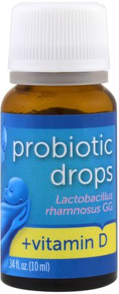 Probiotic Drops + Vitamin D.34 fl oz (10 ml) by Mommys Bliss, 維生素，維生素D3 HK 香港