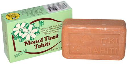 Coconut Oil Soap, Coconut Scented, 4.55 oz (130 g) by Monoi Tiare Tahiti, 洗澡，美容，肥皂 HK 香港