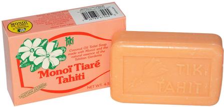 Coconut Oil Soap, Pitate (Jasmine) Scented, 4.55 oz (130 g) by Monoi Tiare Tahiti, 洗澡，美容，肥皂 HK 香港