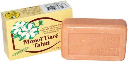 Coconut Oil Soap, Sandalwood Scented, 4.55 oz (130 g) by Monoi Tiare Tahiti, 洗澡，美容，肥皂 HK 香港