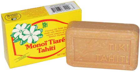 Coconut Oil Soap, Tiare (Gardenia) Scented, 4.55 oz (130 g) by Monoi Tiare Tahiti, 洗澡，美容，肥皂 HK 香港