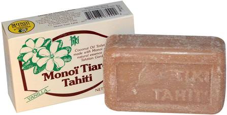 Coconut Oil Soap, Vanilla Scented, 4.55 oz (130 g) by Monoi Tiare Tahiti, 洗澡，美容，肥皂 HK 香港