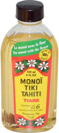Suntan Oil SPF 6 Protection Solaire, Tiare (Gardenia), 4 fl oz (120 ml) by Monoi Tiare Tahiti, 沐浴，美容，椰子油皮膚，面部護理，曬傷防曬 HK 香港