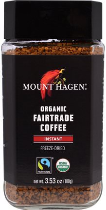 Organic Fairtrade Coffee, Instant, Freeze Dried, 3.53 oz (100 g) by Mount Hagen, 食物，咖啡，速溶咖啡，酮類友好 HK 香港