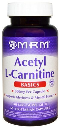 Acetyl L-Carnitine, 500 mg, 60 Veggie Caps by MRM, 補充劑，氨基酸，左旋肉鹼，乙酰左旋肉鹼 HK 香港