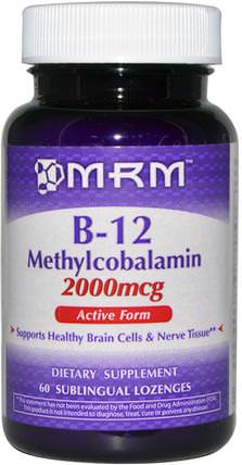 B-12, Methylcobalamin, 2000 mcg, 60 Sublingual Lozenges by MRM, 維生素，維生素b，維生素b12，維生素b12 - 甲基鈷胺素 HK 香港