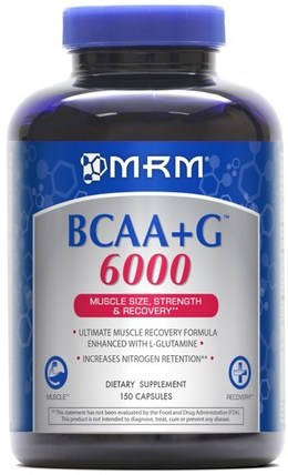 BCAA+G 6000, 150 Capsules by MRM, 補充劑，氨基酸，bcaa（支鏈氨基酸），運動，肌肉 HK 香港