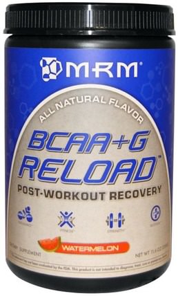 BCAA + G Reload, Post-Workout Recovery, Watermelon, 11.6 oz (330 g) by MRM, 補充劑，氨基酸，bcaa（支鏈氨基酸），運動，運動 HK 香港