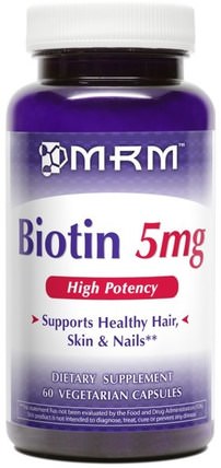 Biotin, 5 mg, 60 Veggie Caps by MRM, 維生素，維生素B，生物素，健康 HK 香港
