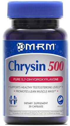 Chrysin 500, 30 Capsules by MRM, 補充劑，白楊素，男性，睾丸激素 HK 香港