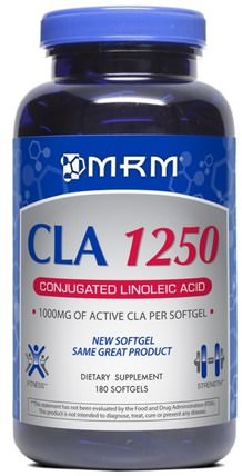 CLA 1250, 1.000 mg, 180 Softgels by MRM, 減肥，飲食，cla（共軛亞油酸），健康 HK 香港