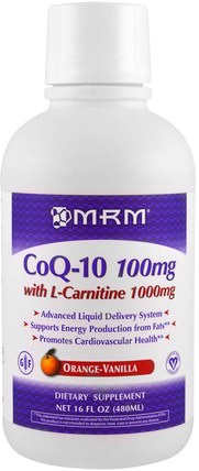 CoQ-10 100 mg with L-Carnitine 1000 mg, Orange-Vanilla, 16 fl oz (480 ml) by MRM, 補充劑，輔酶q10，coq10 HK 香港