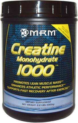 Creatine Monohydrate 1000, 2.2 lbs (1000 g) by MRM, 運動，肌酸，鍛煉 HK 香港