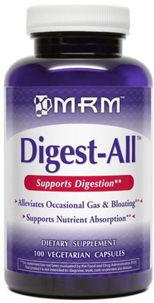 Digest-All, 100 Veggie Caps by MRM, 補充劑，酶，消化酶 HK 香港