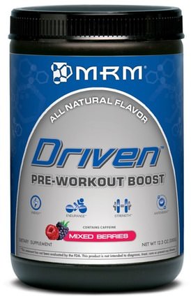 Driven, Pre-Workout Boost, Mixed Berries, 12.3 oz (350 g) by MRM, 運動，鍛煉 HK 香港