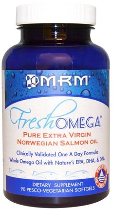 FreshOmega, Pure Extra Virgin Norwegian Salmon Oil, 90 Pesco-Veggie Softgels by MRM, 補充劑，efa omega 3 6 9（epa dha），鮭魚油 HK 香港