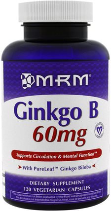 Ginkgo B, 60 mg, 120 Veggie Caps by MRM, 草藥，銀杏葉 HK 香港