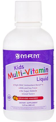 Kids Multi-Vitamin Liquid, Orange-Mango, 16 fl oz (480 ml) by MRM, 維生素，多種維生素，兒童多種維生素，液體多種維生素 HK 香港