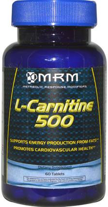 L-Carnitine 500, 60 Tablets by MRM, 補充劑，氨基酸，左旋肉鹼 HK 香港