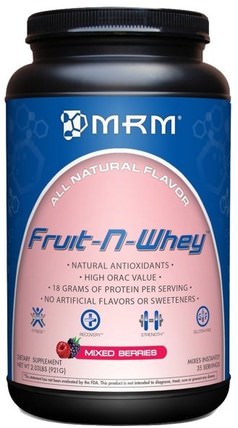 Natural, Fruit-N-Whey, Mixed Berries, 2.03 lbs (921 g) by MRM, 補充劑，抗氧化劑，乳清蛋白 HK 香港