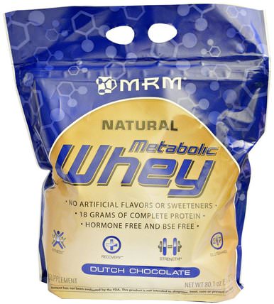 Natural Metabolic Whey, Dutch Chocolate, 80.1 oz (2270 g) by MRM, 補充劑，乳清蛋白 HK 香港