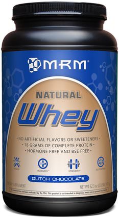Natural Whey, Dutch Chocolate, 32.3 oz (917 g) by MRM, 補充劑，乳清蛋白 HK 香港