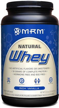 Natural Whey, Rich Vanilla, 32.6 oz (923 g) by MRM, 運動，補品，乳清蛋白 HK 香港
