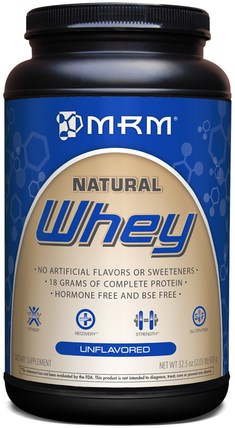 Natural Whey, Unflavored, 32.5 oz (920 g) by MRM, 補充劑，乳清蛋白 HK 香港