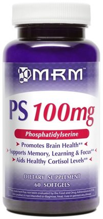 PS, Phosphatidylserine, 100 mg, 60 Softgels by MRM, 補充劑，磷脂酰絲氨酸，注意力缺陷障礙，添加，adhd，腦 HK 香港