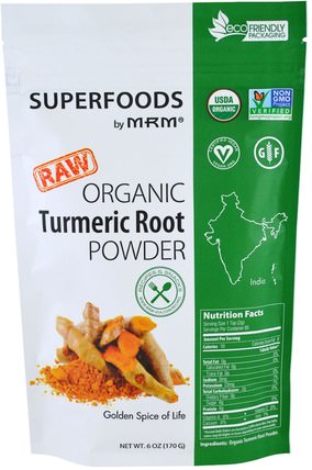 Raw, Organic Turmeric Root Powder, 6 oz (170 g) by MRM, 補充劑，抗氧化劑，薑黃素 HK 香港