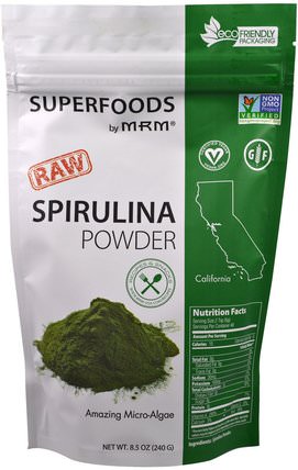 RAW Spirulina Powder, 8.5 oz (240 g) by MRM, 補充劑，螺旋藻 HK 香港