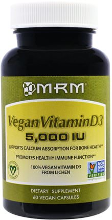 Vegan Vitamin D3, 5.000 IU, 60 Vegan Caps by MRM, 維生素，維生素D3 HK 香港