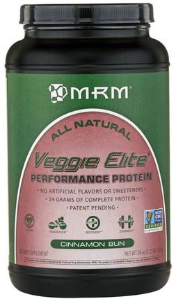 Veggie Elite, Performance Protein, Cinnamon Bun, 36 oz (1.020 g) by MRM, 運動，肌肉 HK 香港