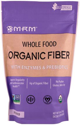Whole Food, Organic Fiber with Enzymes and Prebiotics, Unflavored, 9.3 oz (256 g) by MRM, 補充劑，消化酶 HK 香港