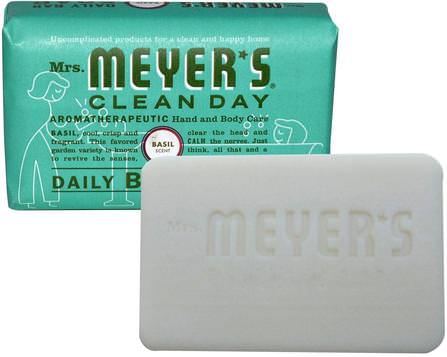 Daily Bar Soap, Basil Scent, 5.3 oz (150 g) by Mrs. Meyers Clean Day, 洗澡，美容，肥皂 HK 香港