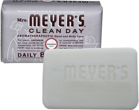 Daily Bar Soap, Lavender Scent, 5.3 oz (150 g) by Mrs. Meyers Clean Day, 洗澡，美容，肥皂 HK 香港