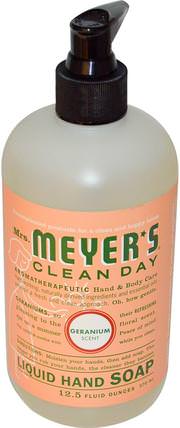 Liquid Hand Soap, Geranium Scent, 12.5 fl oz (370 ml) by Mrs. Meyers Clean Day, 洗澡，美容，肥皂 HK 香港