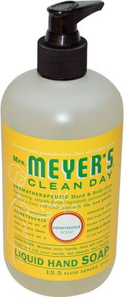 Liquid Hand Soap, Honeysuckle Scent, 12.5 fl oz (370 ml) by Mrs. Meyers Clean Day, 洗澡，美容，肥皂 HK 香港