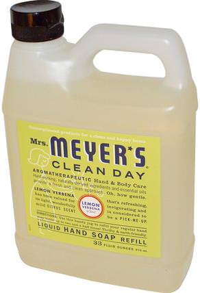 Liquid Hand Soap Refill, Lemon Verbena Scent, 33 fl oz (975 ml) by Mrs. Meyers Clean Day, 洗澡，美容，肥皂，筆芯 HK 香港