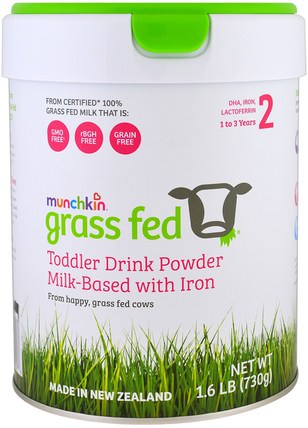 Grass Fed, Toddler Drink Powder, Milk-Based with Iron, 1 to 3 Years, 1.6 lb (730 g) by Munchkin, 兒童健康，嬰兒配方奶粉和奶粉，有機配方 HK 香港
