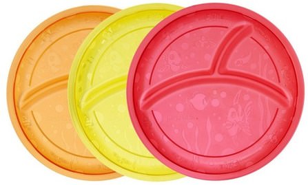Multi Divided Plates, 3 Pack by Munchkin, 兒童健康，兒童食品，廚具，杯碟碗 HK 香港