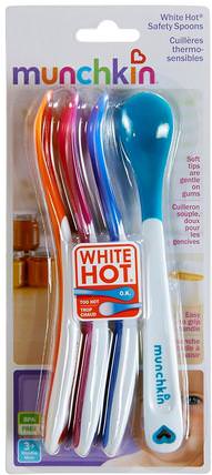 White Hot Safety Spoons, 4 Pack by Munchkin, 兒童健康，兒童食品，廚具，餐具勺子叉子 HK 香港