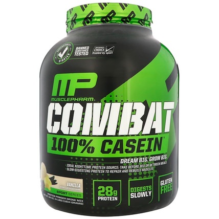 Combat 100% Casein, Vanilla, 64 oz (1814 g) by MusclePharm, 運動，肌肉 HK 香港