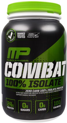 Combat 100% Isolate, Vanilla, 32 oz (907 g) by MusclePharm, 補充劑，乳清蛋白，運動 HK 香港