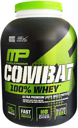 Combat 100% Whey Protein, Chocolate Milk, 80 oz (2269 g) by MusclePharm, 補充劑，乳清蛋白，肌肉 HK 香港