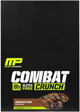 Combat Crunch, Chocolate Cake, 12 Bars, 2.22 oz (63 g) Each by MusclePharm, 運動，蛋白質棒 HK 香港