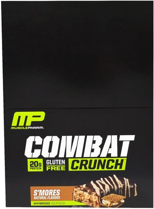 Combat Crunch, Smores, 12 Bars, 2.22 oz (63 g) Each by MusclePharm, 運動，蛋白質棒 HK 香港