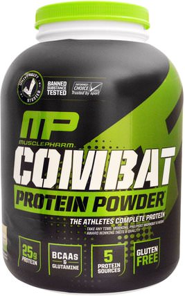 Combat Protein Powder, Cookies N Cream, 64 oz (1814 g) by MusclePharm, 補充劑，蛋白質 HK 香港