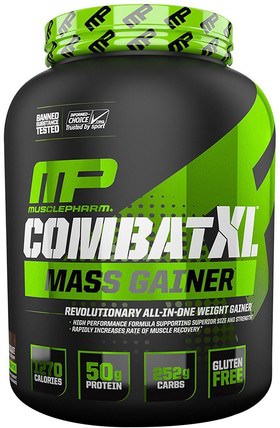 Combat XL Mass Gainer, Vanilla, 96 oz (2722 g) by MusclePharm, 補充劑，乳清蛋白，增重劑 HK 香港