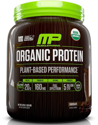 Organic Protein, Plant-Based Performance, Chocolate, 1.35 lbs (611 g) by MusclePharm Natural, 運動，補品，蛋白質 HK 香港